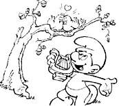 coloriage schtroumpf chantant la serenade